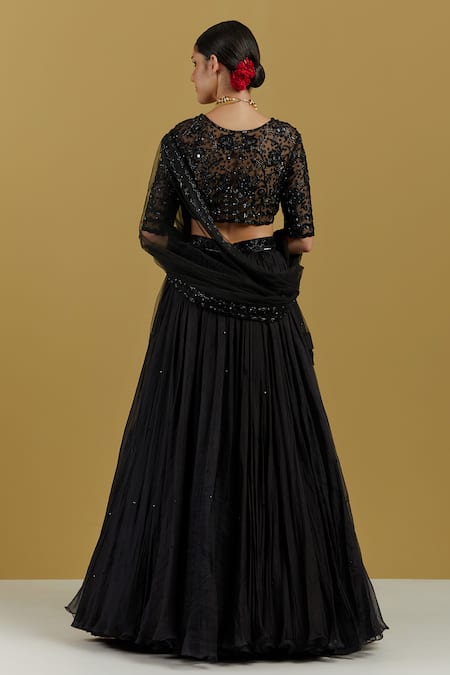 Ikshita Choudhary Floral Hand Embroidered Blouse Skirt Set 