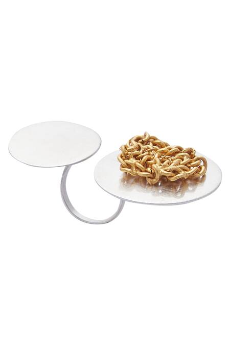 Shop Toli Silver Plated Metal Geometric Ring at Aza Fashions Shop_Toli_Silver Plated Metal Geometric Ring_at_Aza_Fashions