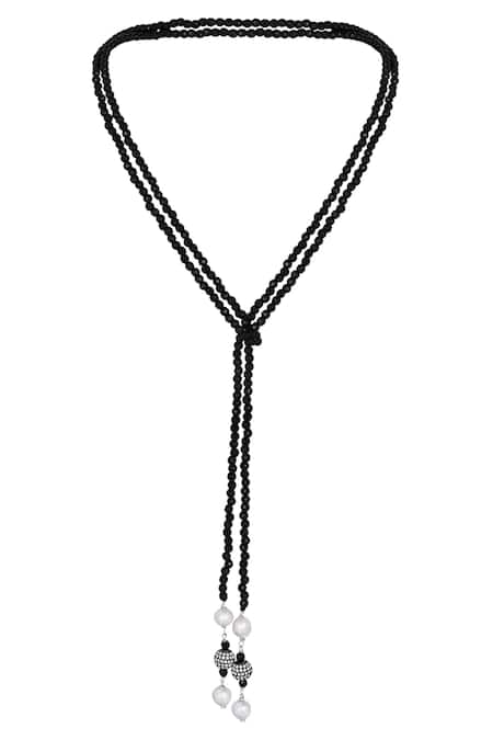 Shop HRISHA Black Agate Long Necklace at Aza Fashions Shop_HRISHA_Black Agate Long Necklace _at_Aza_Fashions