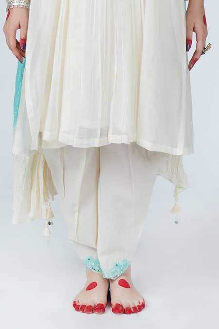 Buy Jyoti Bansal White Chanderi, Cotton Embroidery, Mirrors, Aafreen Tunic Dhoti Pant Set Online at Aza Fashions Buy_Jyoti Bansal_White Chanderi, Cotton Embroidery, Mirrors, Aafreen Tunic Dhoti Pant Set _Online_at_Aza_Fashions