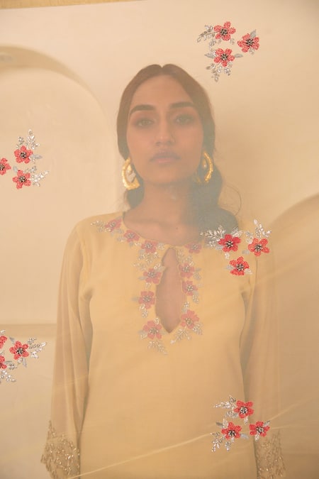 Radha Sharma Pastel Hand Embroidered Kurta Pant Set 