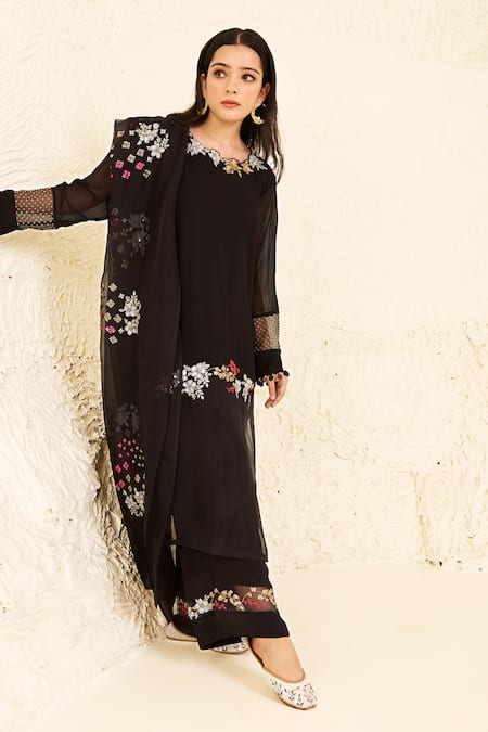 Radha Sharma Placement Floral Embroidered Kurta Set 