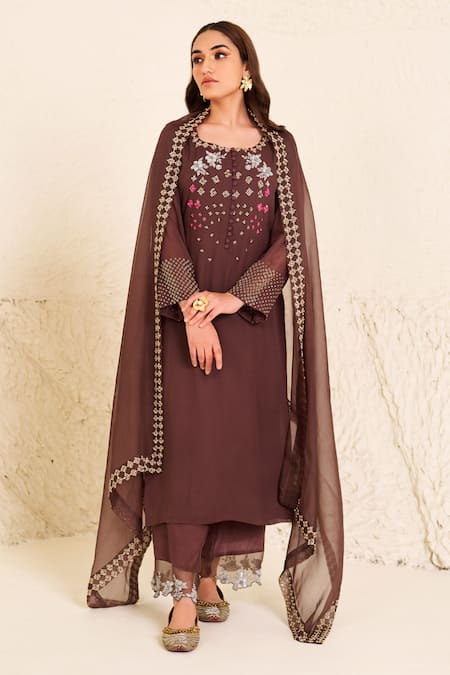 RADHA SHARMA Hand Embroidered Yoke Straight Kurta Set 