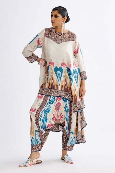 Rajdeep Ranawat Aafreen Silk Asymmetric Printed Tunic 