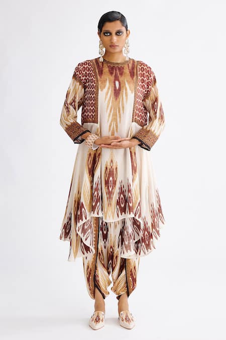 Rajdeep Ranawat Aamilah Silk Printed Asymmetric Tunic 