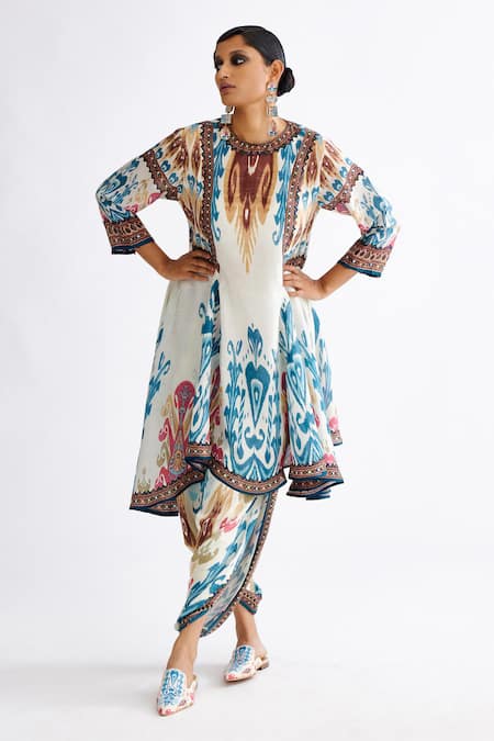 Rajdeep Ranawat Aamilah Printed Asymmetric Silk Tunic 