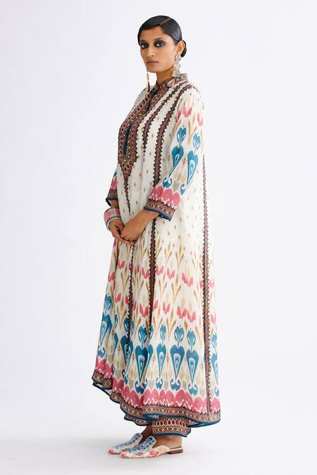 Buy Rajdeep Ranawat Multi Color Silk Beads Bandeau Neck Ada Printed Anarkali Tunic Online at Aza Fashions Buy_Rajdeep Ranawat_Multi Color Silk Beads Bandeau Neck Ada Printed Anarkali Tunic_Online_at_Aza_Fashions