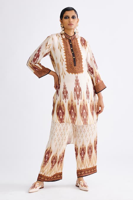 Rajdeep Ranawat Baaka Silk High Low Hem Printed Tunic 