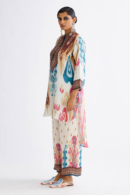 Rajdeep Ranawat_Multi Color Satin Permaz Printed Pant_Online_at_Aza_Fashions