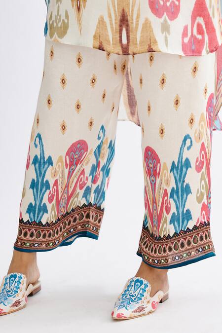 Shop_Rajdeep Ranawat_Multi Color Satin Permaz Printed Pant_Online_at_Aza_Fashions