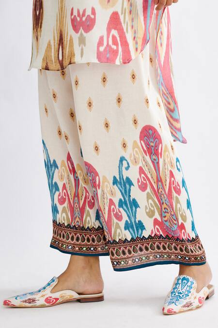 Rajdeep Ranawat_Multi Color Satin Permaz Printed Pant_at_Aza_Fashions