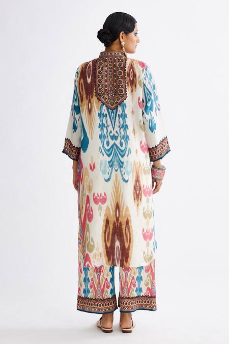 Shop_Rajdeep Ranawat_Multi Color Satin Permaz Printed Pant_at_Aza_Fashions