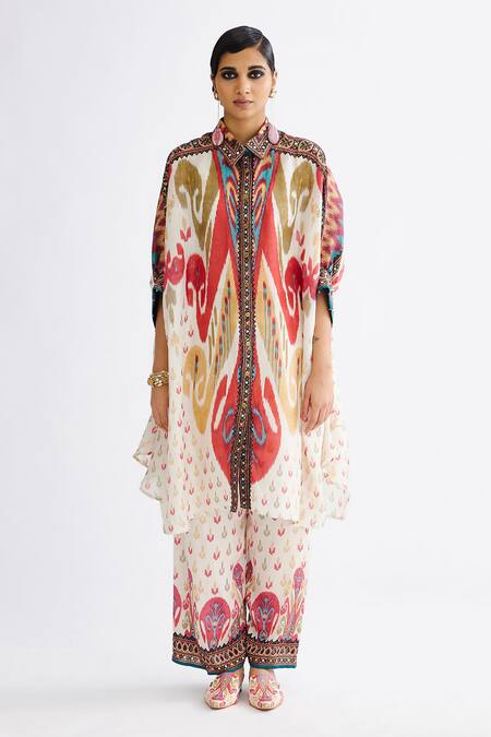 Rajdeep Ranawat Pink Silk Collared Kamara Abstract Print Tunic Online at Aza Fashions Rajdeep Ranawat_Pink Silk Collared Kamara Abstract Print Tunic_Online_at_Aza_Fashions