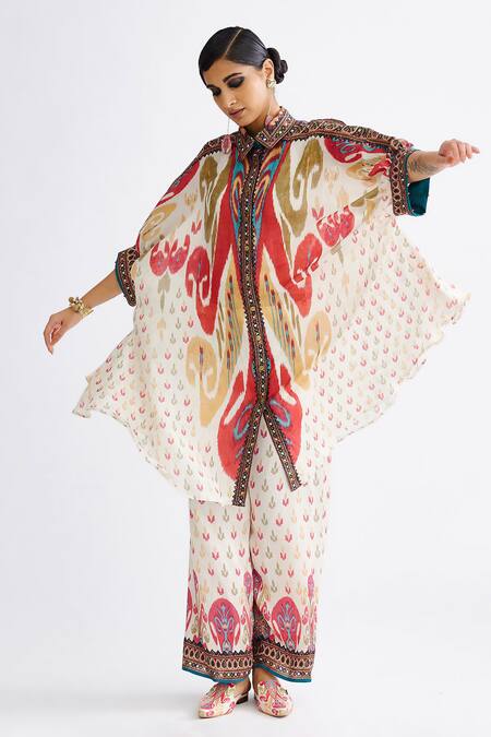 Buy Rajdeep Ranawat Pink Silk Collared Kamara Abstract Print Tunic Online at Aza Fashions Buy_Rajdeep Ranawat_Pink Silk Collared Kamara Abstract Print Tunic_Online_at_Aza_Fashions