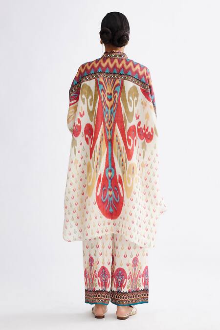 Shop Rajdeep Ranawat Pink Silk Collared Kamara Abstract Print Tunic at Aza Fashions Shop_Rajdeep Ranawat_Pink Silk Collared Kamara Abstract Print Tunic_at_Aza_Fashions
