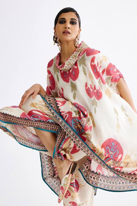 Buy Rajdeep Ranawat Pink Silk Cowl Neck Lavanya Printed Draped Kaftan Online at Aza Fashions Buy_Rajdeep Ranawat_Pink Silk Cowl Neck Lavanya Printed Draped Kaftan_Online_at_Aza_Fashions