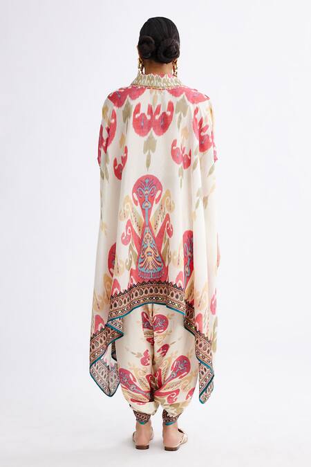 Shop Rajdeep Ranawat Pink Silk Cowl Neck Lavanya Printed Draped Kaftan at Aza Fashions Shop_Rajdeep Ranawat_Pink Silk Cowl Neck Lavanya Printed Draped Kaftan_at_Aza_Fashions
