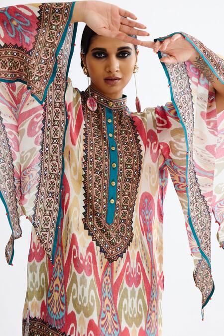 Rajdeep Ranawat Pink Silk Round Neck Nylla Abstract Mandala Print Tunic at Aza Fashions Rajdeep Ranawat_Pink Silk Round Neck Nylla Abstract Mandala Print Tunic_at_Aza_Fashions