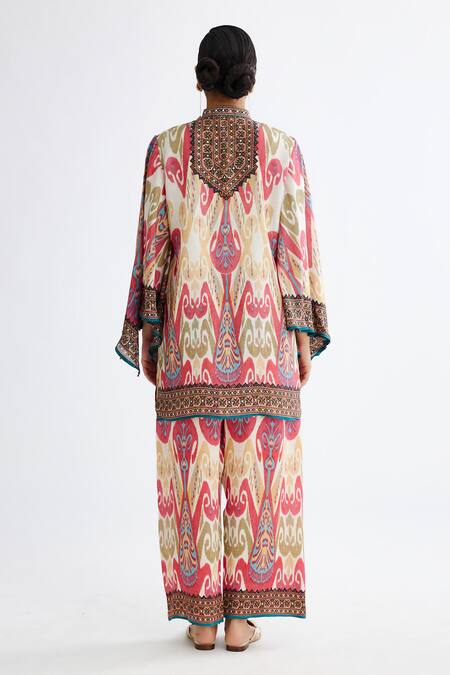 Shop Rajdeep Ranawat Pink Silk Round Neck Nylla Abstract Mandala Print Tunic at Aza Fashions Shop_Rajdeep Ranawat_Pink Silk Round Neck Nylla Abstract Mandala Print Tunic_at_Aza_Fashions