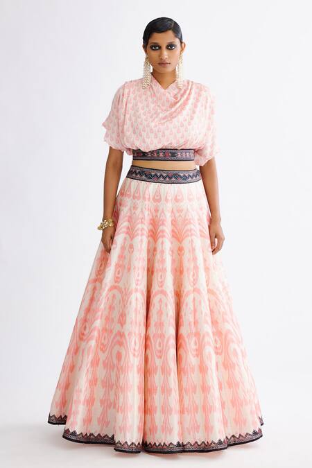 Rajdeep Ranawat_Pink , Satin, Varsha Leela Abstract Mandala Print Lehenga With Blouse_Online_at_Aza_Fashions