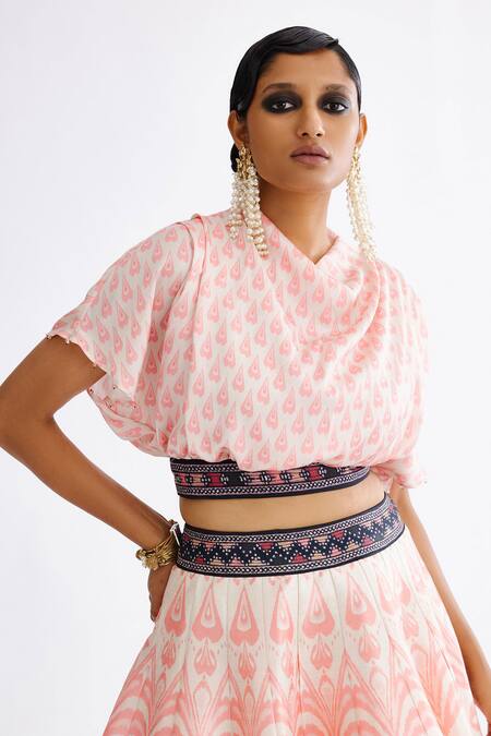 Shop_Rajdeep Ranawat_Pink , Satin, Varsha Leela Abstract Mandala Print Lehenga With Blouse_Online_at_Aza_Fashions