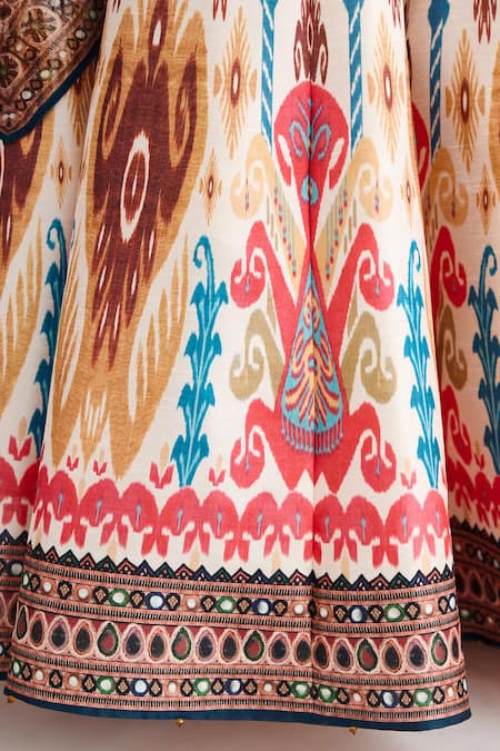 Rajdeep Ranawat Multi Color Silk, Kota Doria Varsha Leela Abstract Print Blouse Lehenga Set at Aza Fashions Rajdeep Ranawat_Multi Color Silk, Kota Doria Varsha Leela Abstract Print Blouse Lehenga Set_at_Aza_Fashions