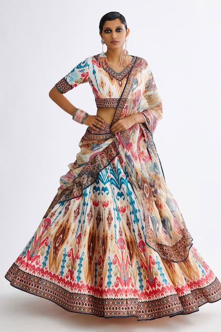 Rajdeep Ranawat Varsha Leela Abstract Print Blouse Lehenga Set 