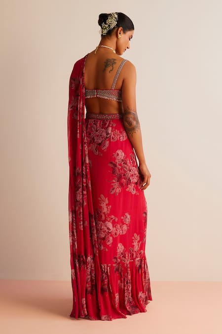 Kalista Rumi Printed Pre-Draped Saree With Blouse 