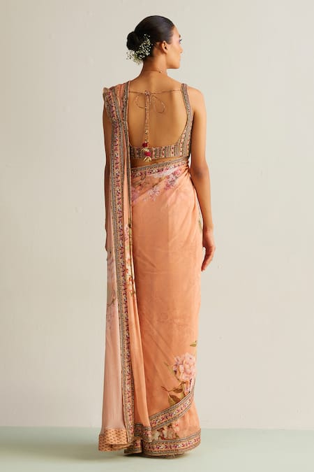 Kalista Anaisa Flower Print Pre-Draped Saree With Blouse 