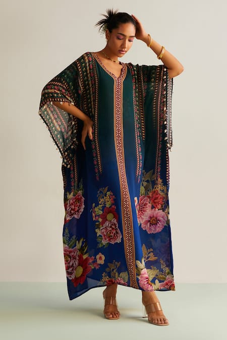 Kalista Nayra Ombre Floral Print Kaftan 