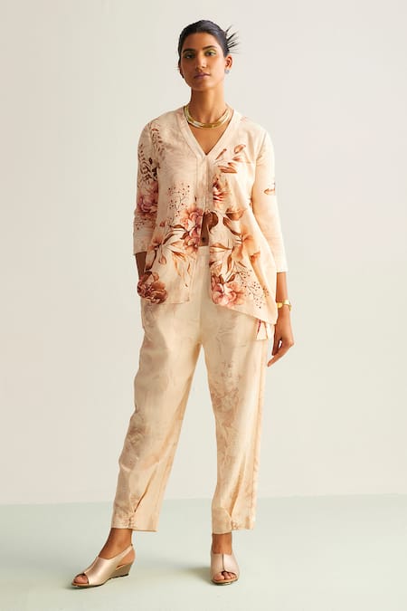 Kalista Amber Floral Print Shirt Tunic & Pant Set 