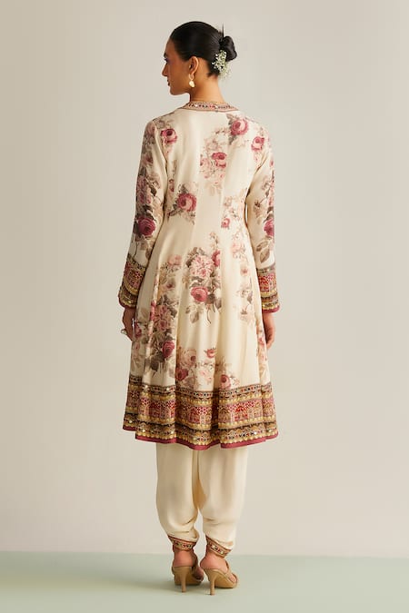 Kalista Ruhi Floral Print Anarkali With Dhoti Pant 