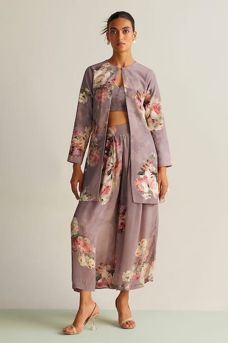 Kalista Aleia Floral Print Jacket & Palazzo Set 