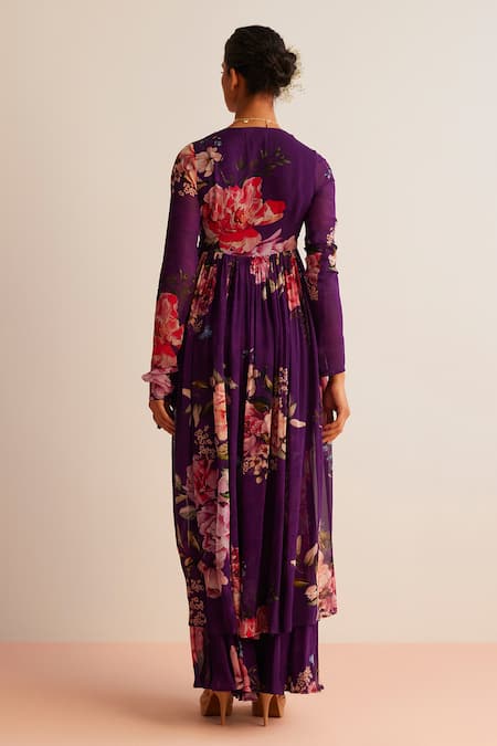 Kalista Kamya Flower Print Angrakha Anarkali With Pant 