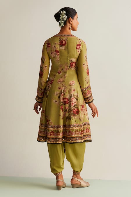 Kalista Ruhi Botanical Print Anarkali & Dhoti Pant Set 