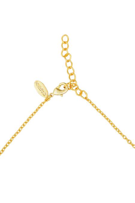 ZARIIN_Gold Plated Chaand Roop Pearl Embellished Choker Necklace _at_Aza_Fashions