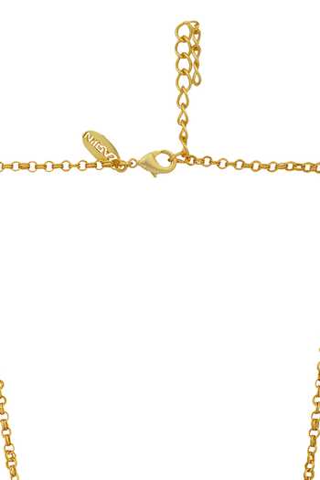 ZARIIN_Gold Plated Chaand Phool Mirror Polki Embellished Pendant Necklace_at_Aza_Fashions