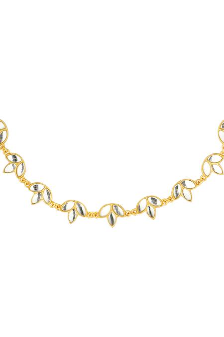 Zariin Gold Plated Padma Mirror Polki Embellished Choker Necklace at Aza Fashions Zariin_Gold Plated Padma Mirror Polki Embellished Choker Necklace _at_Aza_Fashions