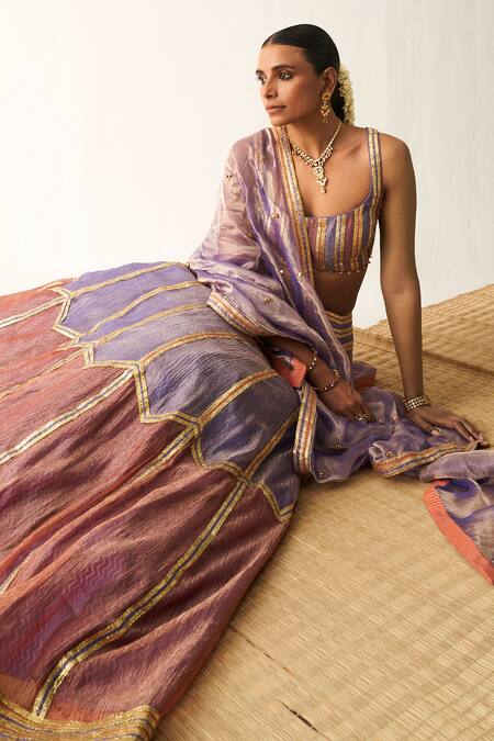 Buy Itrh Purple Tissue, Silk Gota Patti, Beads Scoop Neck Colorblock Work Lehenga Set Online at Aza Fashions Buy_Itrh_Purple Tissue, Silk Gota Patti, Beads Scoop Neck Colorblock Work Lehenga Set _Online_at_Aza_Fashions