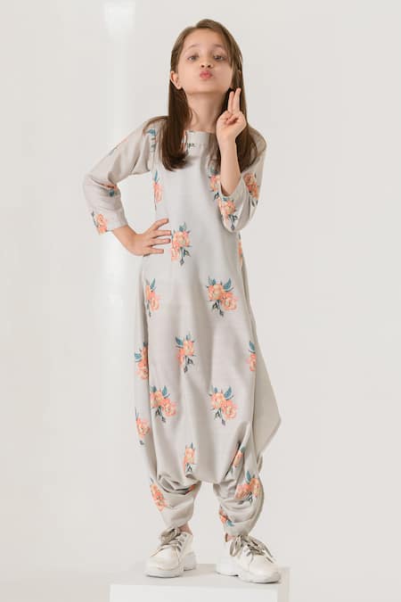 Pasha India Green Cotton, Rayon Floral Print Dhoti Jumpsuit 