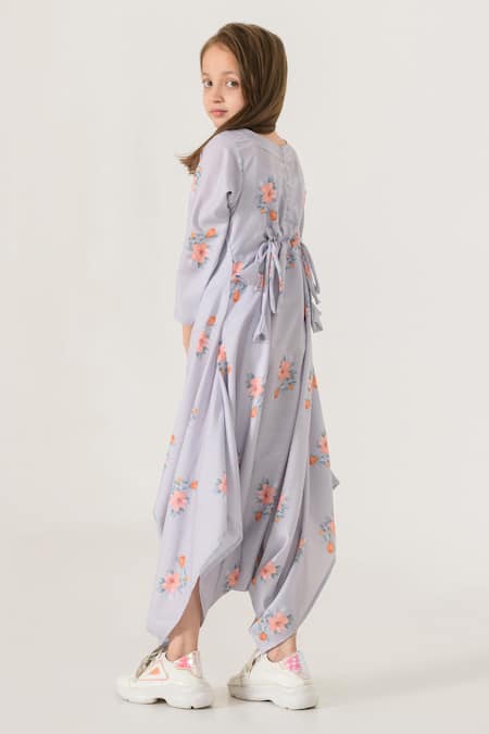 Shop_Pasha India_Grey Cotton, Rayon Printed Dhoti Jumpsuit _at_Aza_Fashions