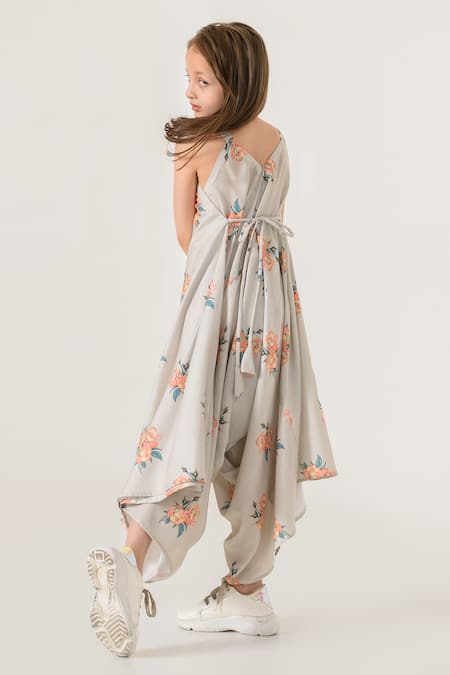 Shop_Pasha India_Green Cotton, Rayon Embroidery Floral Print Palazzo Jumpsuit _at_Aza_Fashions