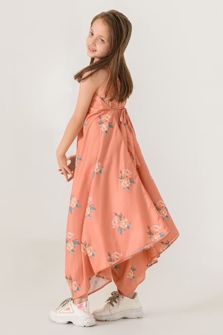 Shop Pasha India Orange Cotton, Rayon Embroidery Floral Pattern Palazzo Jumpsuit at Aza Fashions Shop_Pasha India_Orange Cotton, Rayon Embroidery Floral Pattern Palazzo Jumpsuit _at_Aza_Fashions