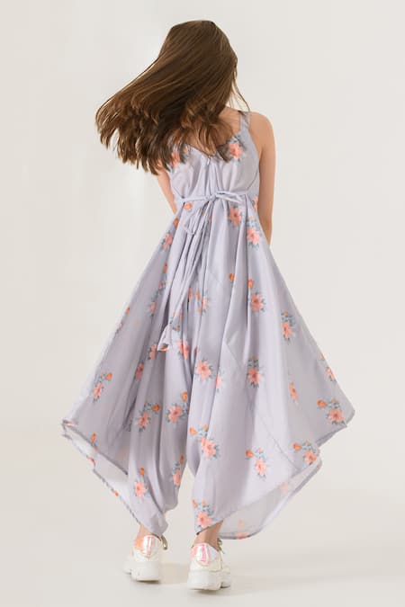 Shop Pasha India Grey Cotton, Rayon Embroidery Printed Palazzo Jumpsuit at Aza Fashions Shop_Pasha India_Grey Cotton, Rayon Embroidery Printed Palazzo Jumpsuit _at_Aza_Fashions