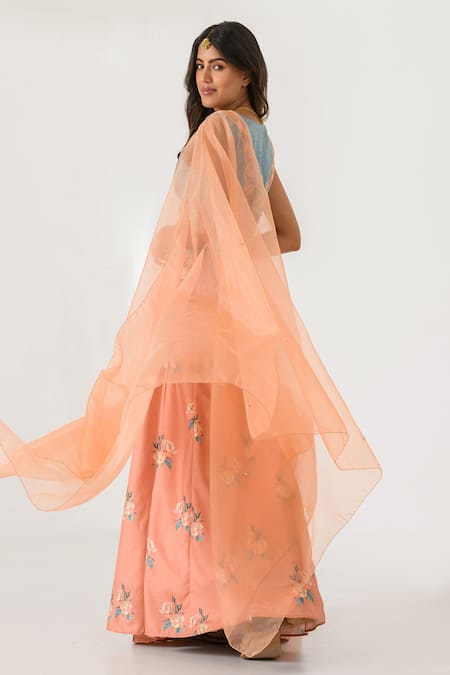 Pasha India Floral Print Blouse Lehenga Set 