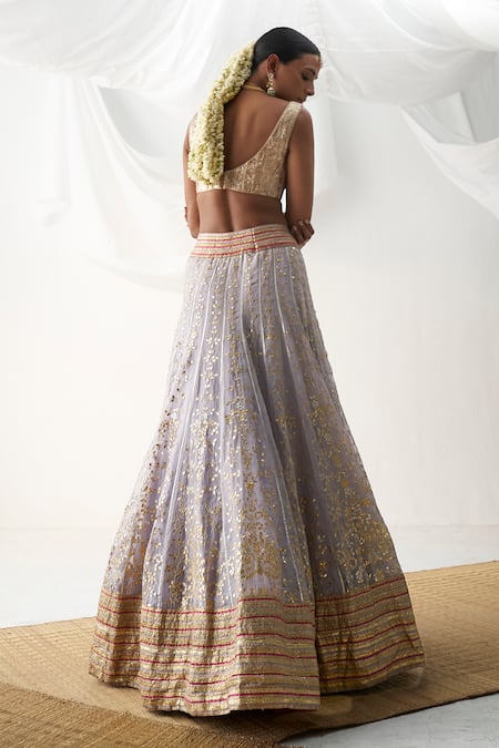 Shop Itrh Purple Lurex, Lace Gota Patti, Embroidery Floral Pattern Bridal Lehenga Set at Aza Fashions Shop_Itrh_Purple Lurex, Lace Gota Patti, Embroidery Floral Pattern Bridal Lehenga Set _at_Aza_Fashions