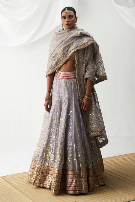 Itrh Purple Lurex, Lace Gota Patti, Embroidery Floral Pattern Bridal Lehenga Set at Aza Fashions Itrh_Purple Lurex, Lace Gota Patti, Embroidery Floral Pattern Bridal Lehenga Set _at_Aza_Fashions