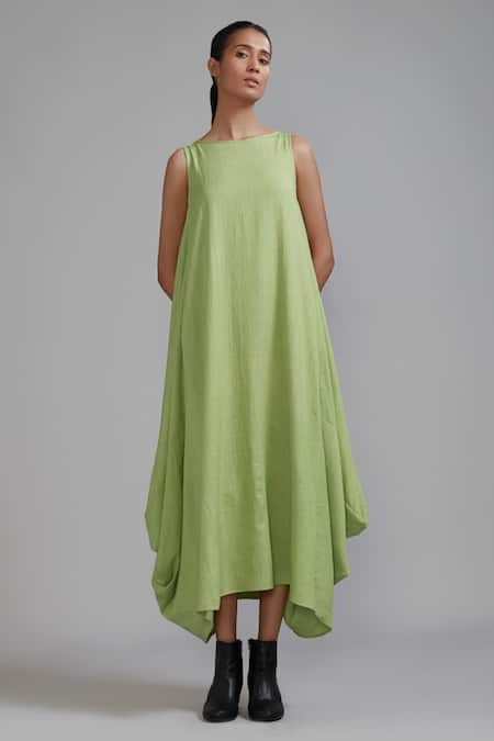 MATI Vari Aakaar Side Cowl Draped Dress 