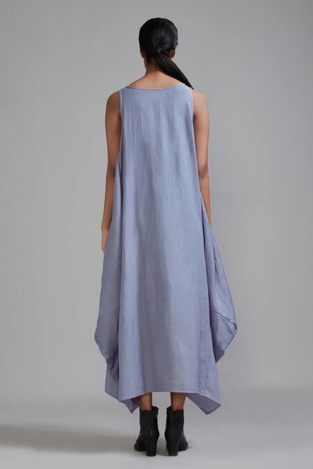 Shop MATI_1 Purple Handloom Cotton Boat Neck Vari Aakaar Cowl Dress at Aza Fashions Shop_MATI_1_Purple Handloom Cotton Boat Neck Vari Aakaar Cowl Dress _at_Aza_Fashions