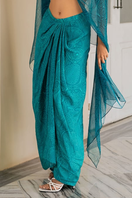 Buy 17:17 By Simmi Saboo Blue Chiffon Embroidery Round Neck Kai Floral Mandala Pattern Top With Skirt Online at Aza Fashions Buy_17:17 By Simmi Saboo_Blue Chiffon Embroidery Round Neck Kai Floral Mandala Pattern Top With Skirt _Online_at_Aza_Fashions